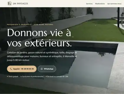 La pagina iniziale del sito di JM Paysages